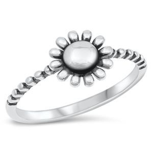 silver Ring - Flower Ring Sterling Silver Ring - 925 size 4-10